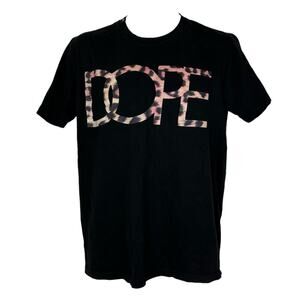 DOPE Los Angeles Men's Tee Shirt Black Size Large Animal Print Logo